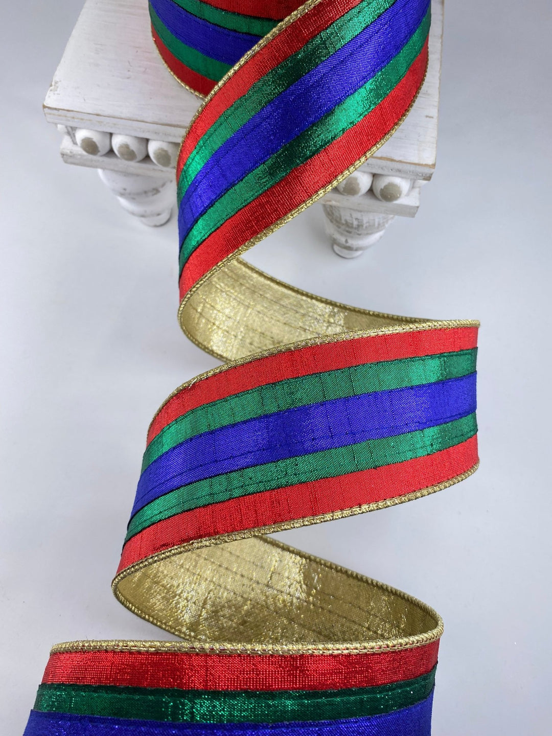 Multi Classic Stripes Farrisilk Wired Ribbon - 2.5" - Greenery MarketRK886 - 32