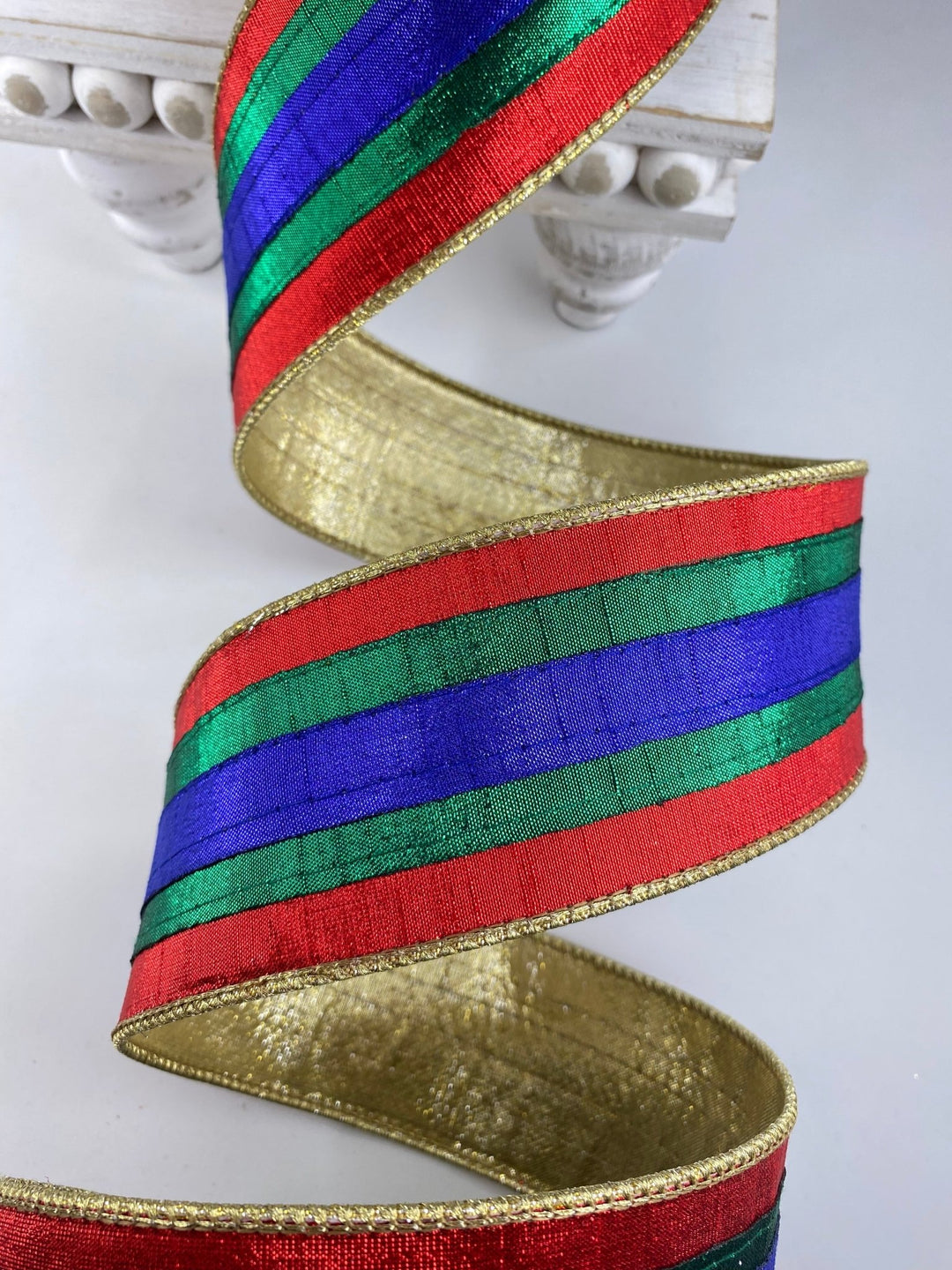 Multi Classic Stripes Farrisilk Wired Ribbon - 2.5" - Greenery MarketRK886 - 32