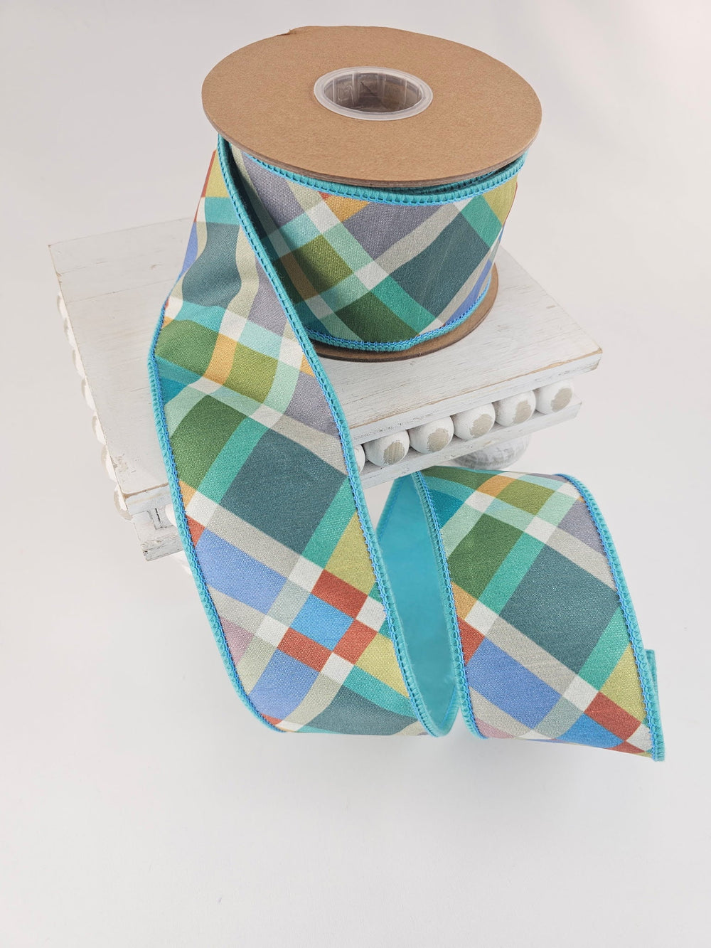 Multi Plaid Wired Ribbon - 2.5" - Greenery Market6929W - 340 - 63E