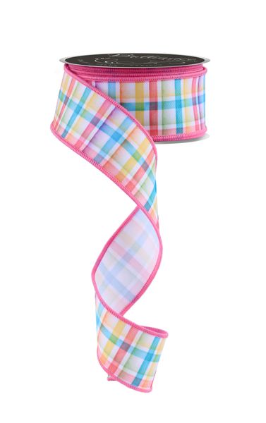 Multi Watercolor Plaid Ribbon - 1.5" - Greenery MarketWired RibbonLS1018RT