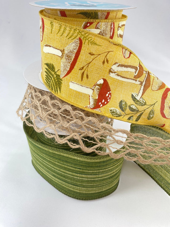 Mushrooms Bow Bundle x 3 wired ribbon - Greenery MarketWired ribbonMushroomX3