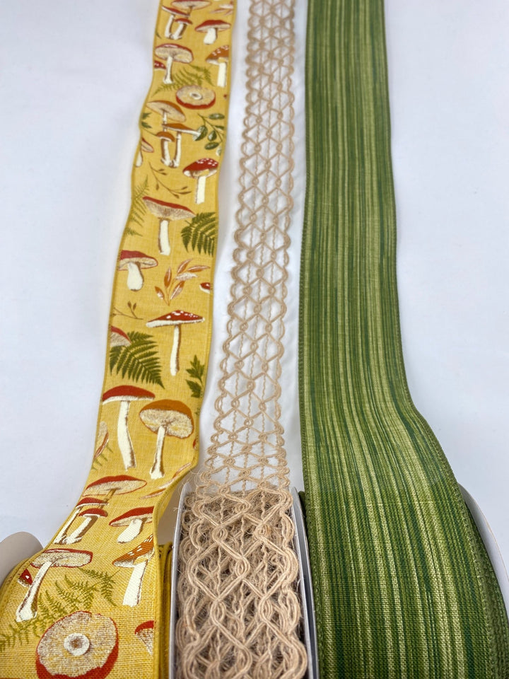 Mushrooms Bow Bundle x 3 wired ribbon - Greenery MarketWired ribbonMushroomX3