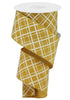 Mustard diagonal check wired ribbon 2.5” - Greenery MarketWired ribbonRGA15068M
