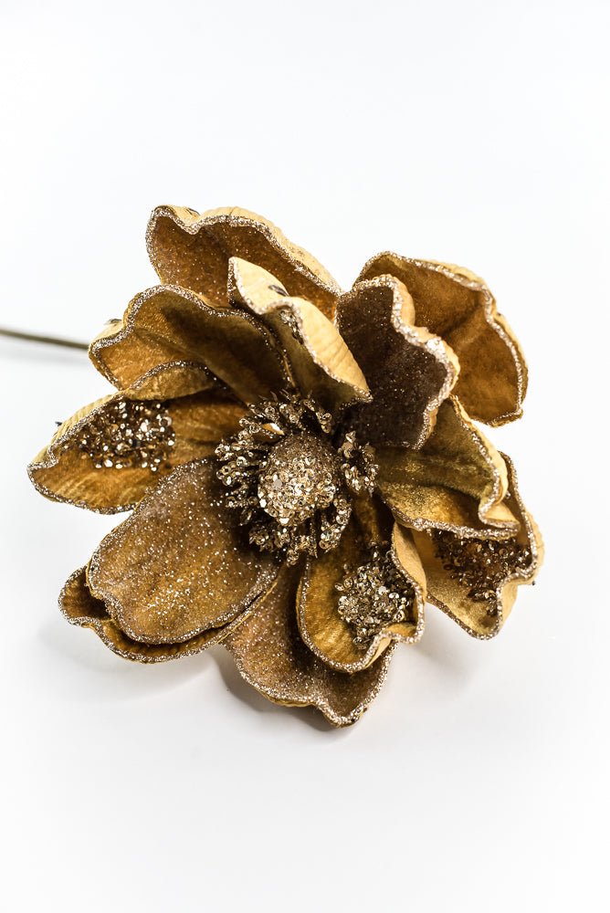 Mustard Glamour Magnolia Spray With Sequin - 20" - Greenery MarketXF670MUS