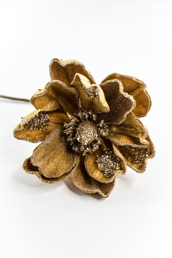 Mustard Glamour Magnolia Spray With Sequin - 20" - Greenery MarketXF670MUS