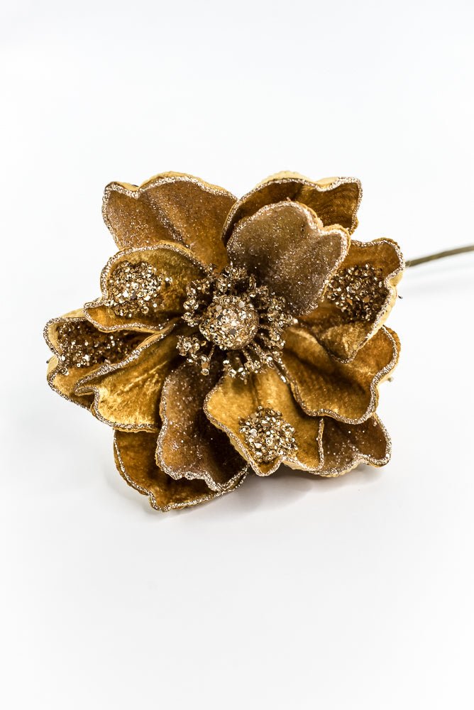 Mustard Glamour Magnolia Spray With Sequin - 20" - Greenery MarketXF670MUS