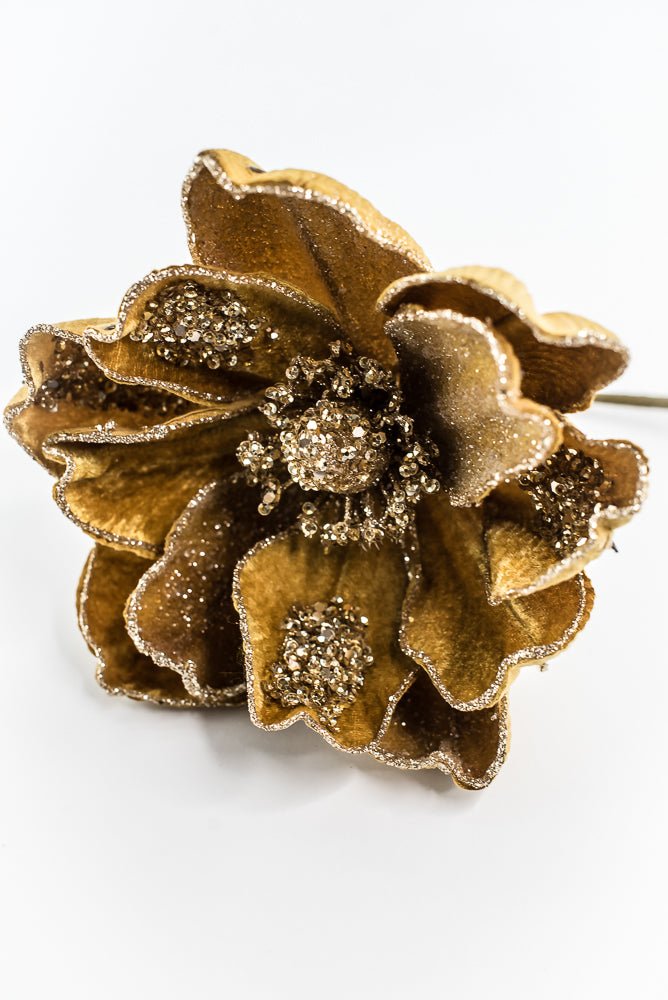 Mustard Glamour Magnolia Spray With Sequin - 20" - Greenery MarketXF670MUS