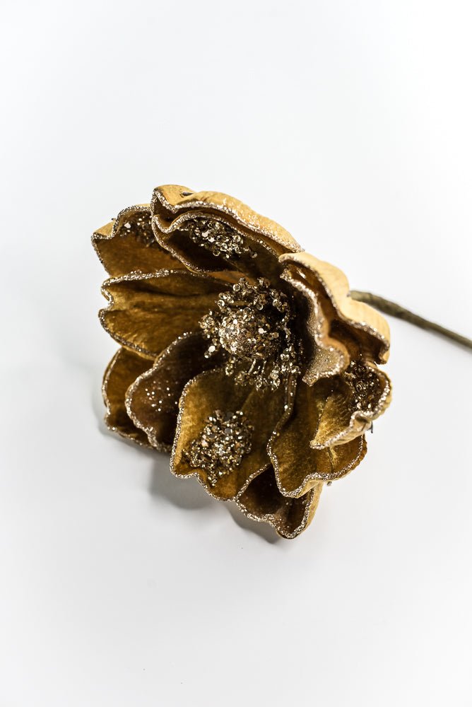 Mustard Glamour Magnolia Spray With Sequin - 20" - Greenery MarketXF670MUS