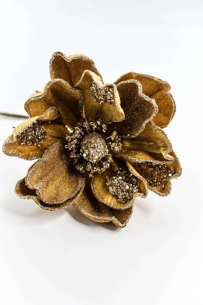 Mustard Glamour Magnolia Spray With Sequin - 20" - Greenery MarketXF670MUS