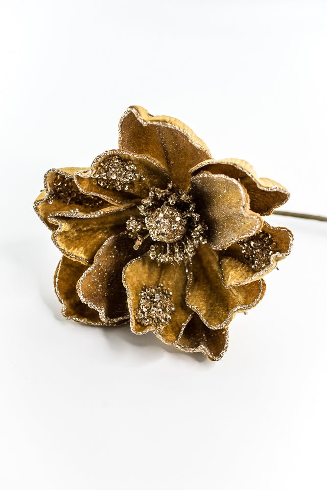 Mustard Glamour Magnolia Spray With Sequin - 20" - Greenery MarketXF670MUS