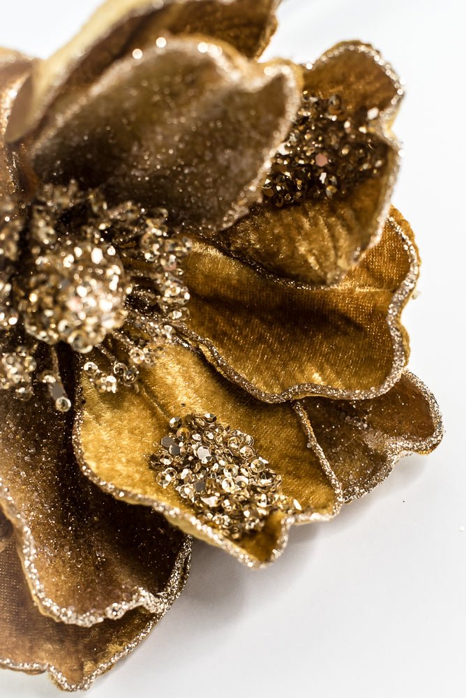 Mustard Glamour Magnolia Spray With Sequin - 20" - Greenery MarketXF670MUS