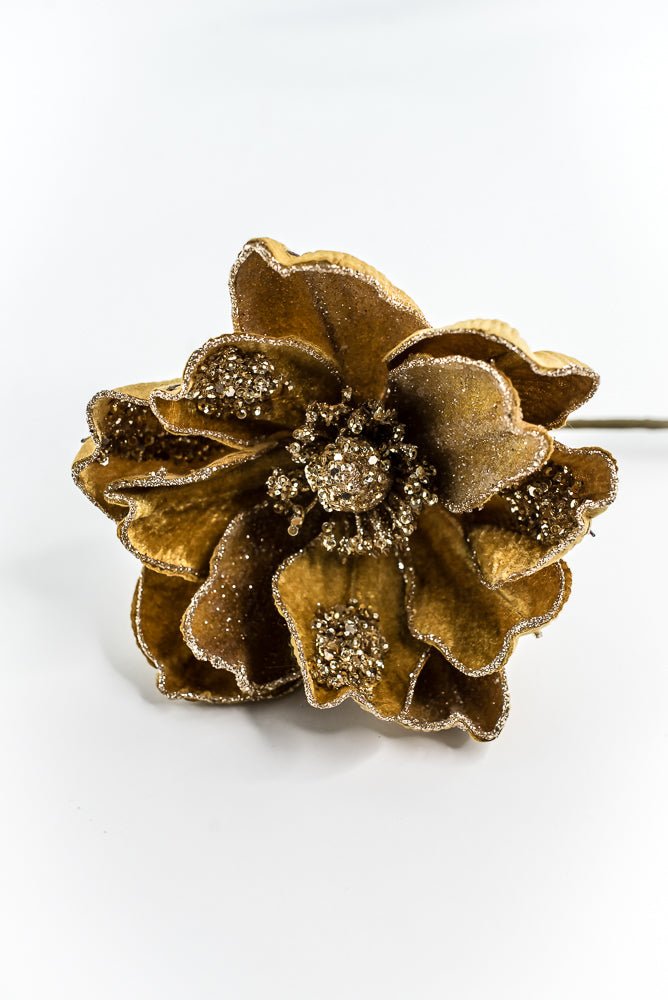 Mustard Glamour Magnolia Spray With Sequin - 20" - Greenery MarketXF670MUS