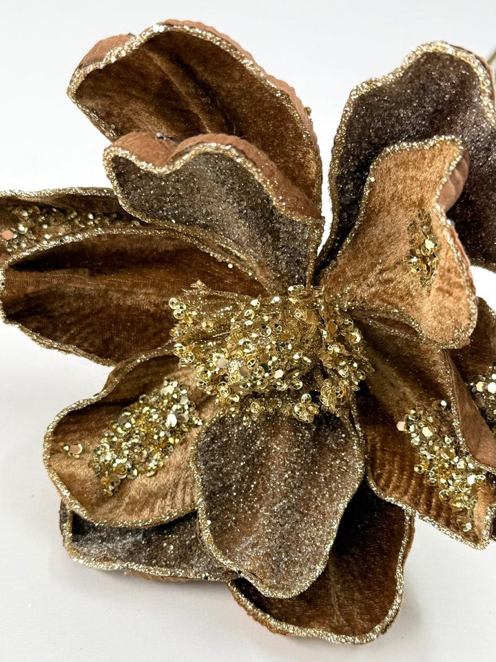 Mustard Glamour Magnolia Stem With Sequin - 20" - Greenery MarketXF670MUS