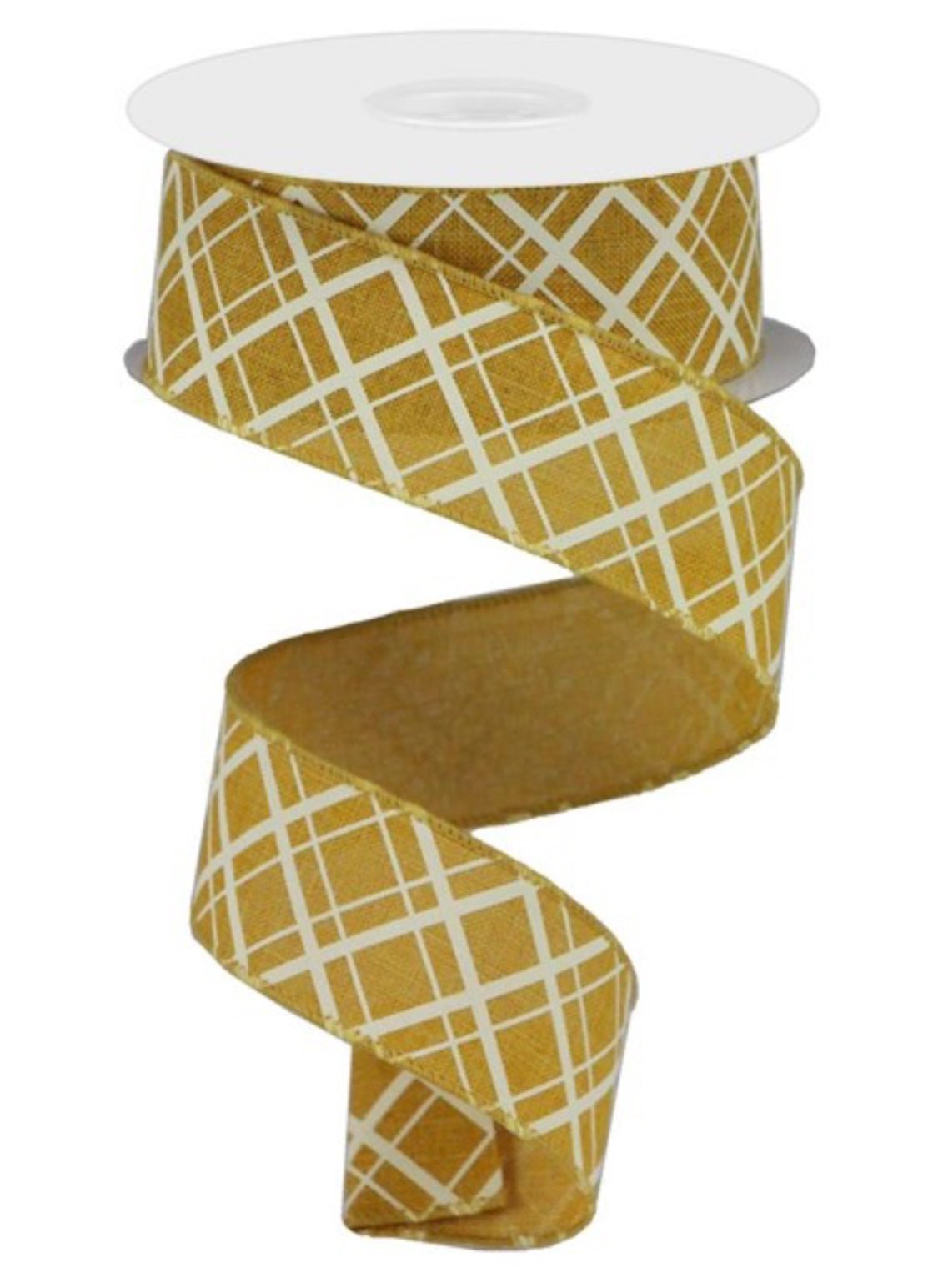 Mustard yellow plaid wired Ribbon 1.5” - Greenery MarketWired ribbonRGA15058M