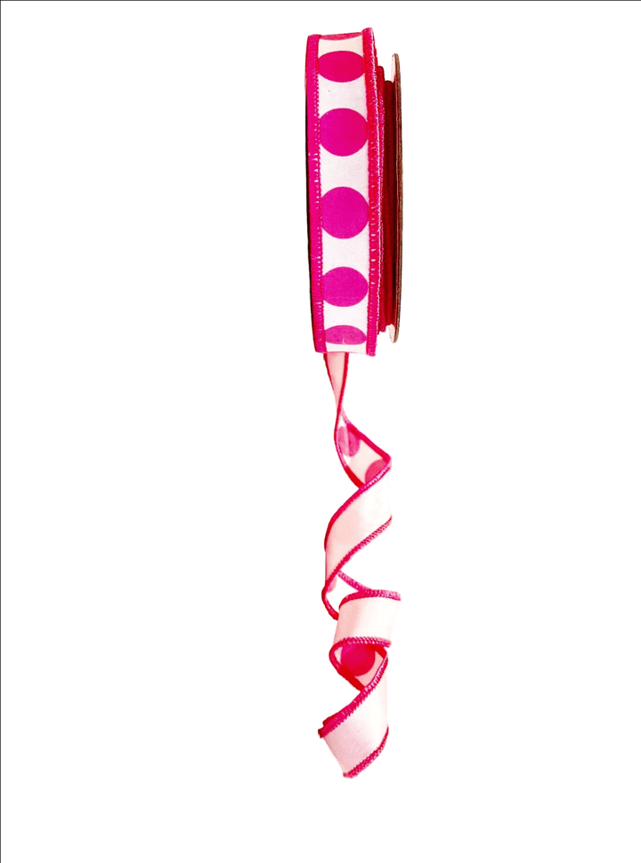 Nancy Brown Home Hot Pink Dots Double Sided Wired Ribbon - 1" - Greenery MarketWired Ribbon26-1326C