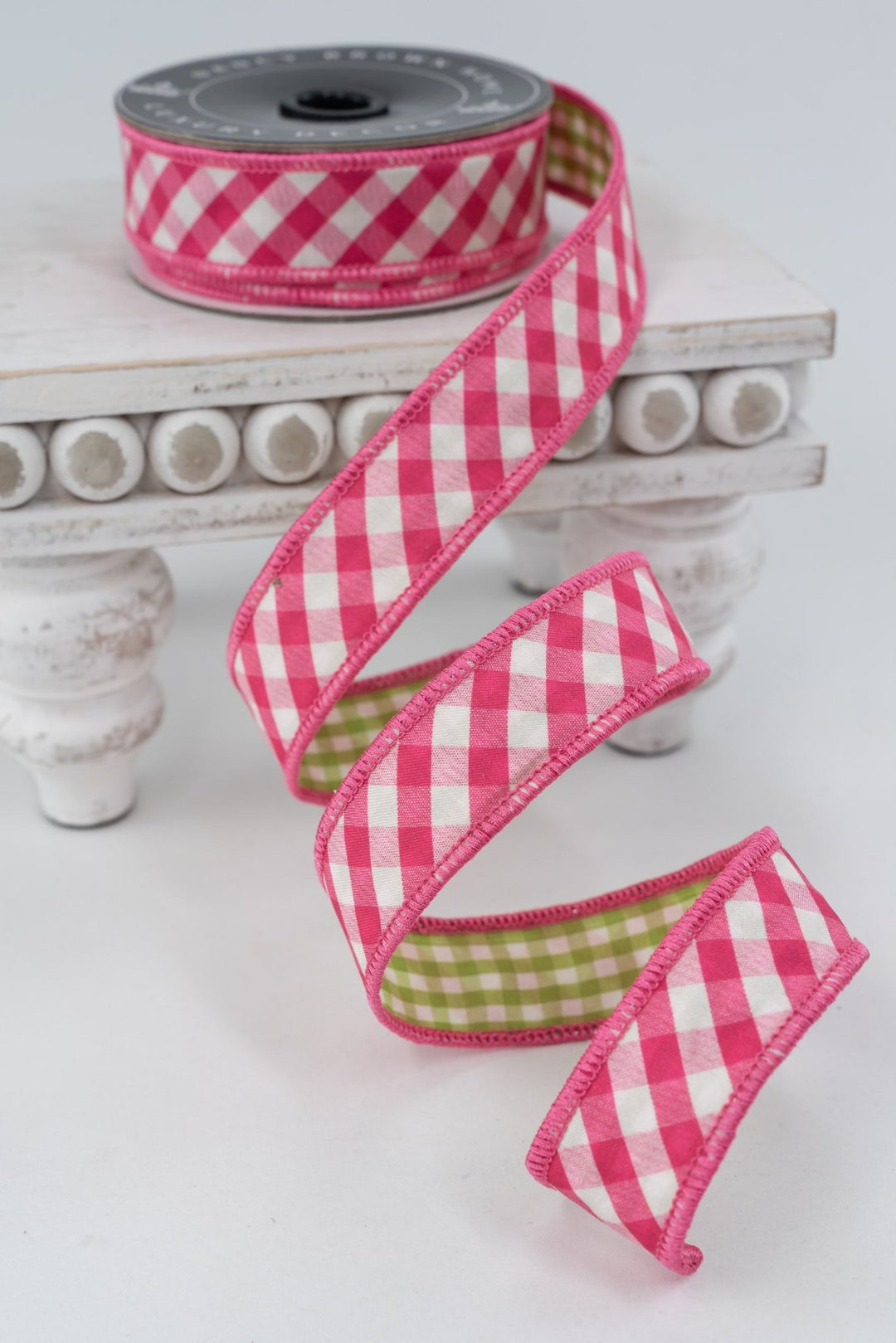 Nancy Brown Home Pink & Green Double Sided Wired Ribbon - 1" - Greenery MarketWired Ribbon26-1312A