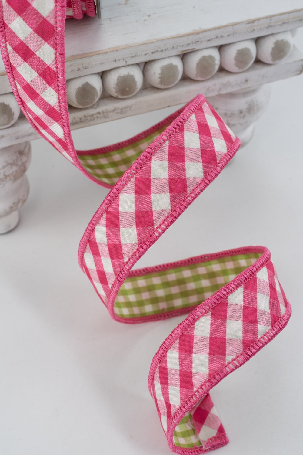 Nancy Brown Home Pink & Green Double Sided Wired Ribbon - 1" - Greenery MarketWired Ribbon26-1312A