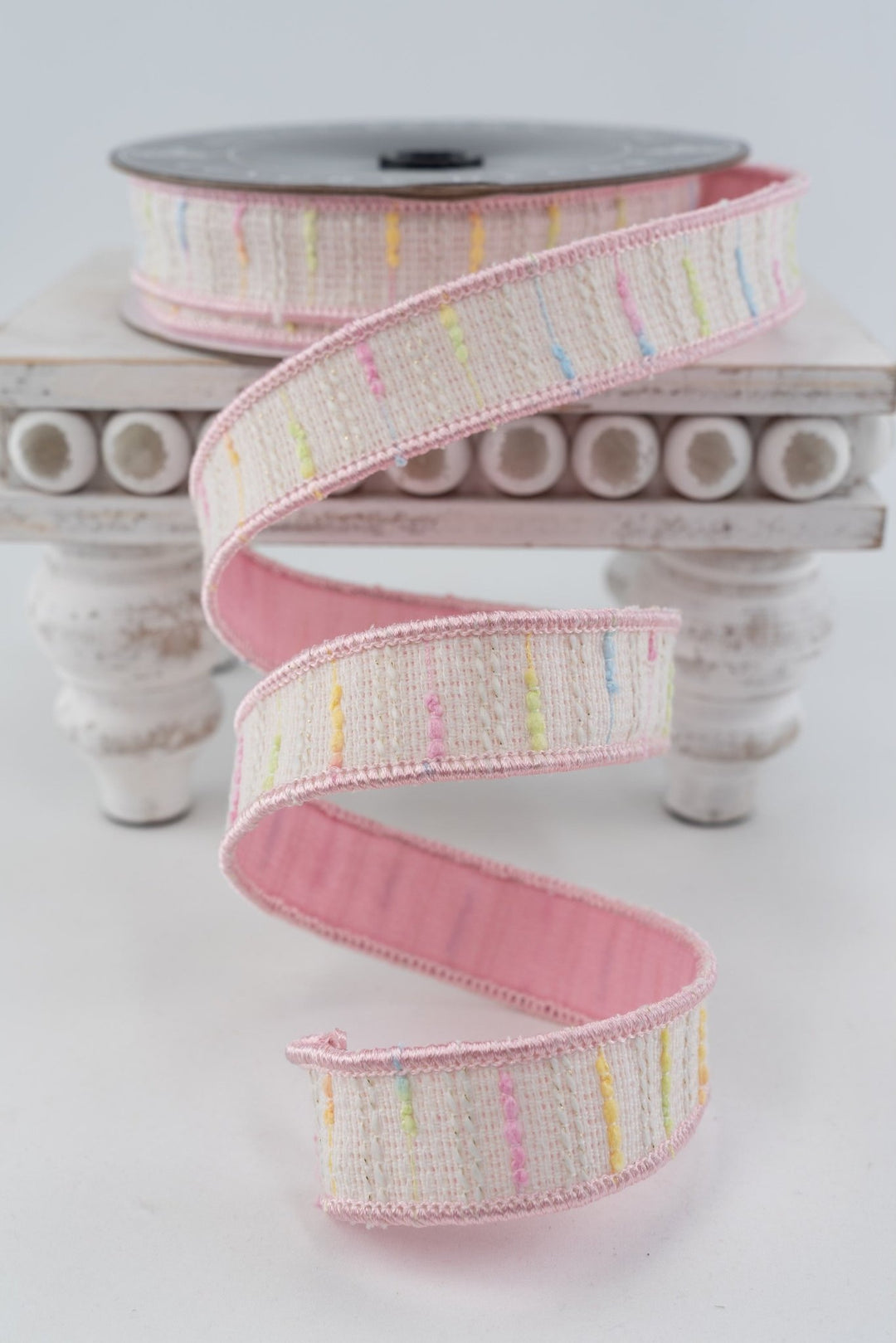 Nancy Brown Home Pink Tweed Double Sided Wired Ribbon - 1" - Greenery MarketWired Ribbon26-081A