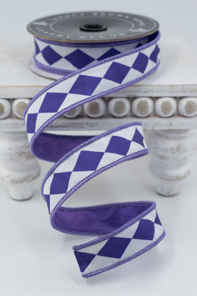 Nancy Brown Home Purple Diamond Double Sided Wired Ribbon - 1