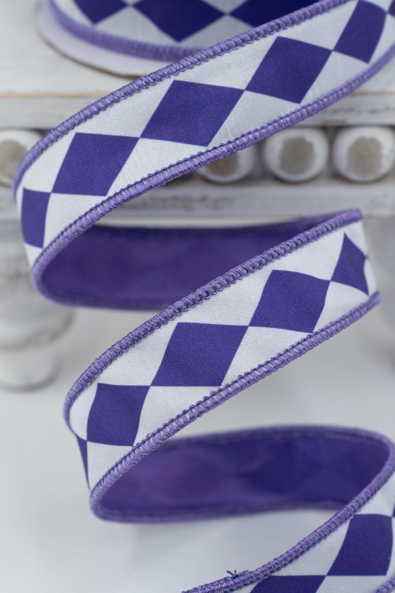 Nancy Brown Home Purple Diamond Double Sided Wired Ribbon - 1