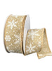 Natural and white shimmering snowflakes wired ribbon , 1.5" - Greenery MarketRibbons & Trim72215-09-15