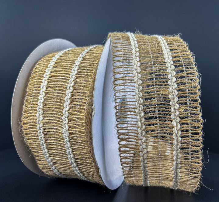 Natural boho open weave wired ribbon, 2.5" - Greenery MarketWired ribbon47473 - 40 - 15