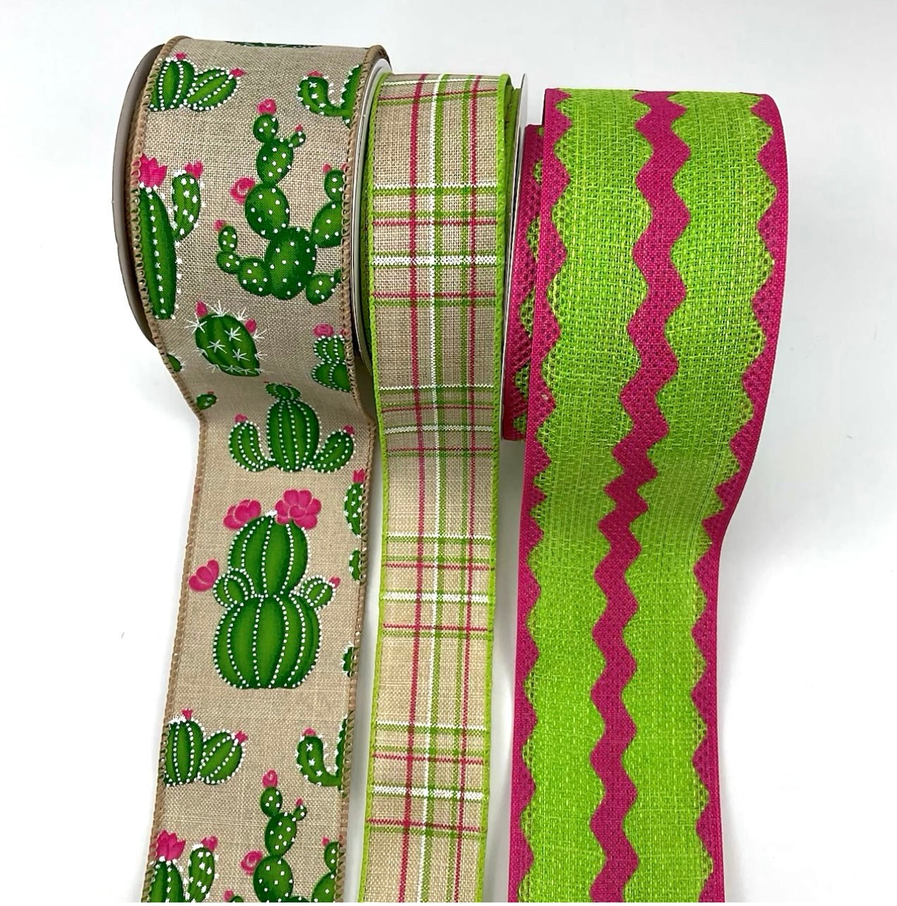 Natural Cactus bow bundle x 3 ribbon - Greenery MarketWired ribbonNatural cactusx3
