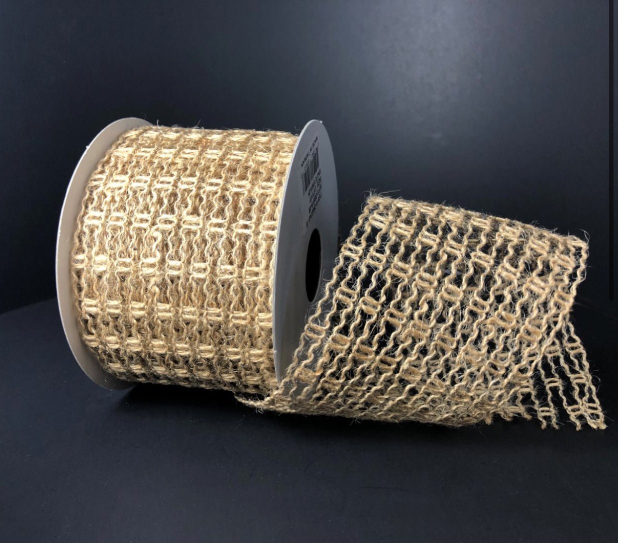 Natural jute expandable wired ribbon, 2.5