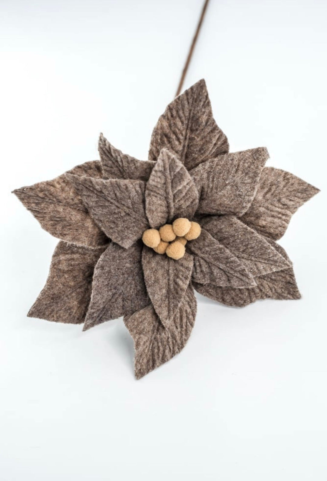 Natural light brown / khaki felt poinsettia stem - Greenery MarketXS4114C1