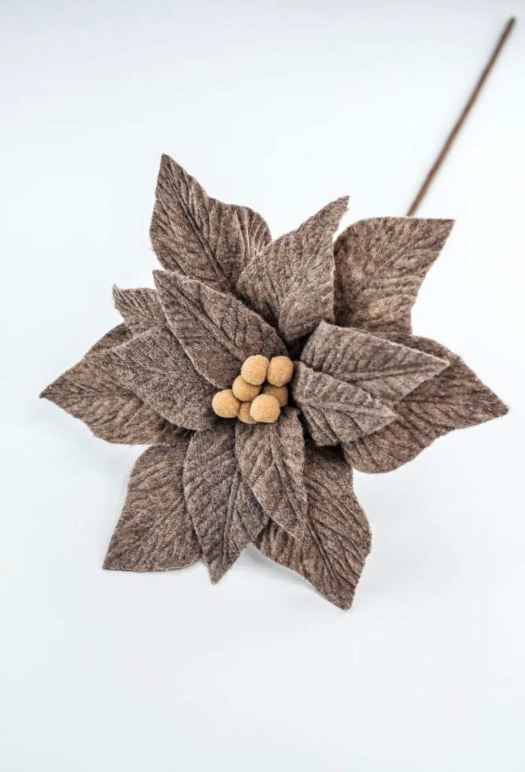 Natural light brown / khaki felt poinsettia stem - Greenery MarketXS4114C1