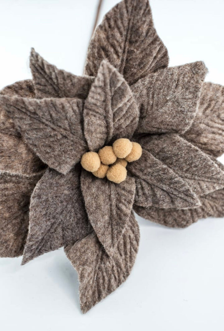 Natural light brown / khaki felt poinsettia stem - Greenery MarketXS4114C1