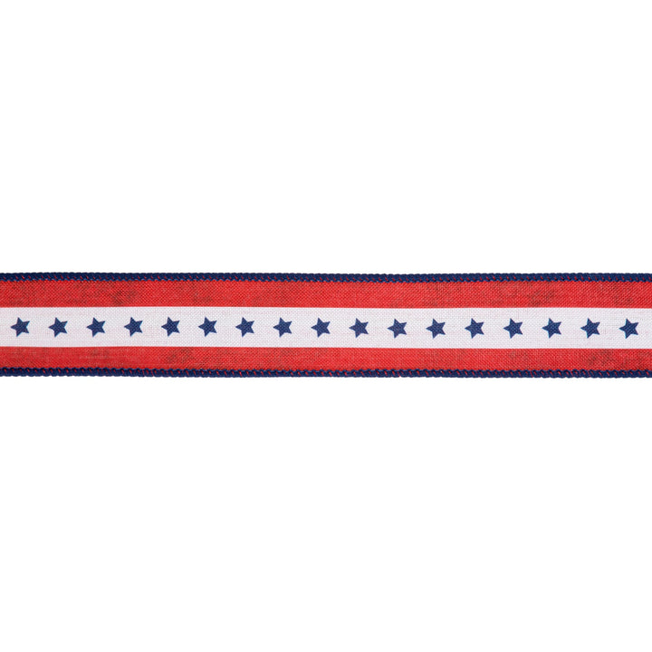 Natural Patriotic Blue Star Wired Ribbon - 1.5" - Greenery MarketWired Ribbon9554W-032-38E