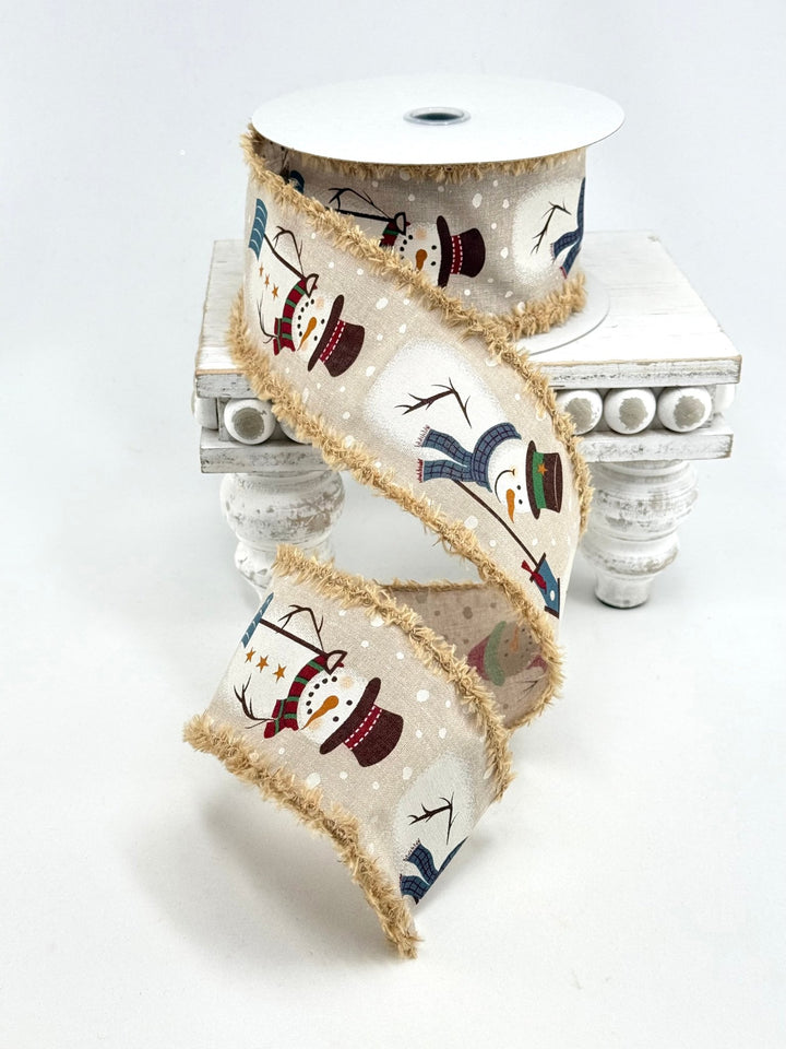 Natural Snowman Fluffy Edge Wired Ribbon - 2.5” - Greenery MarketWired ribbonRGA8065
