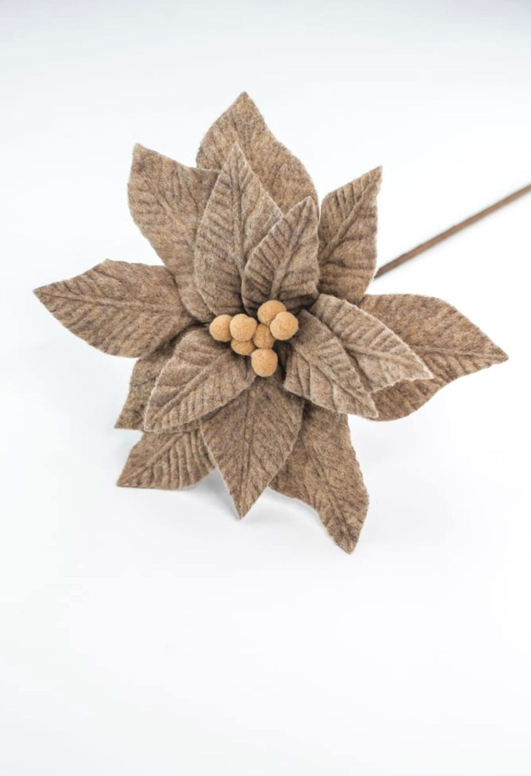 Natural Tan / Taupe felt poinsettia stem - Greenery MarketXS411418