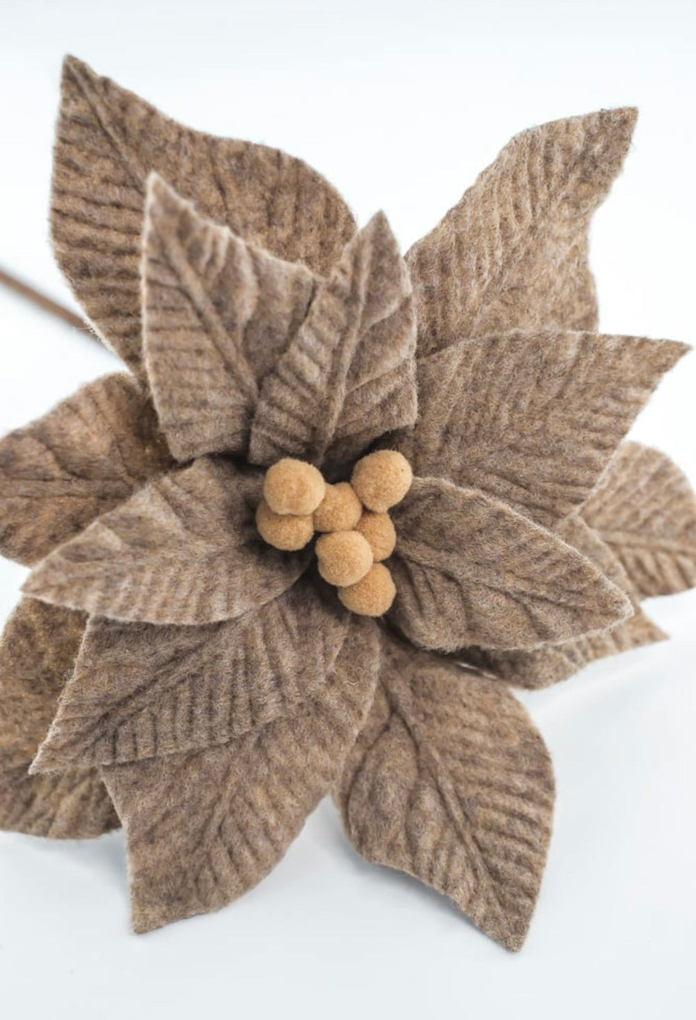 Natural Tan / Taupe felt poinsettia stem - Greenery MarketXS411418