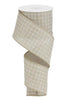 Natural with white Raised stitch, wired ribbon - 2.5” - Greenery MarketWired ribbonRG0167818