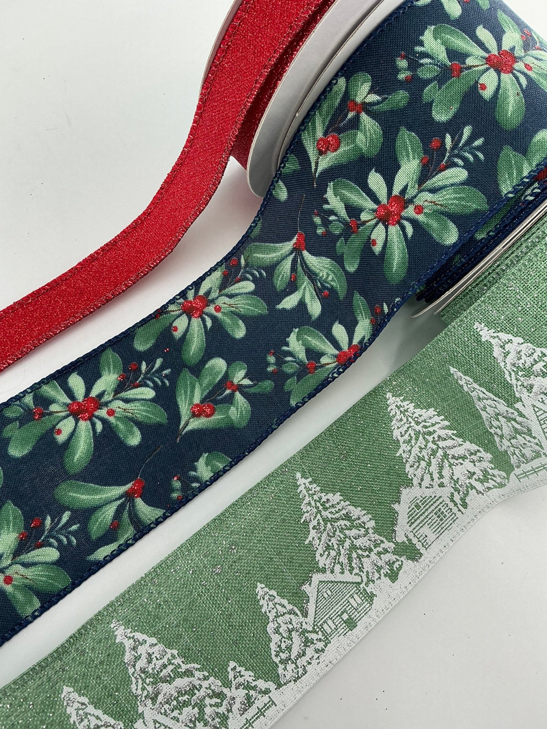 Navy and green ribbon bow bundle x 3 ribbons - Greenery MarketRibbons & Trim