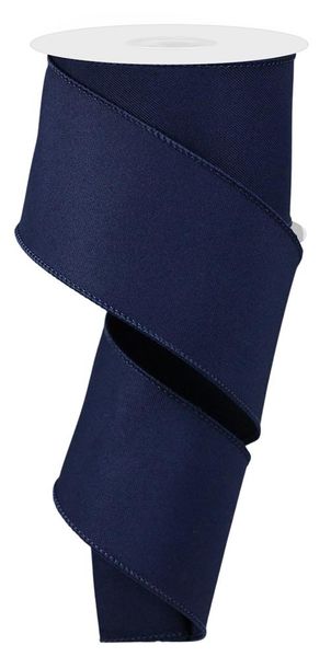 Navy Blue Diagonal Weave Fabric Ribbon - 2.5" - Greenery MarketWired RibbonRGE120319
