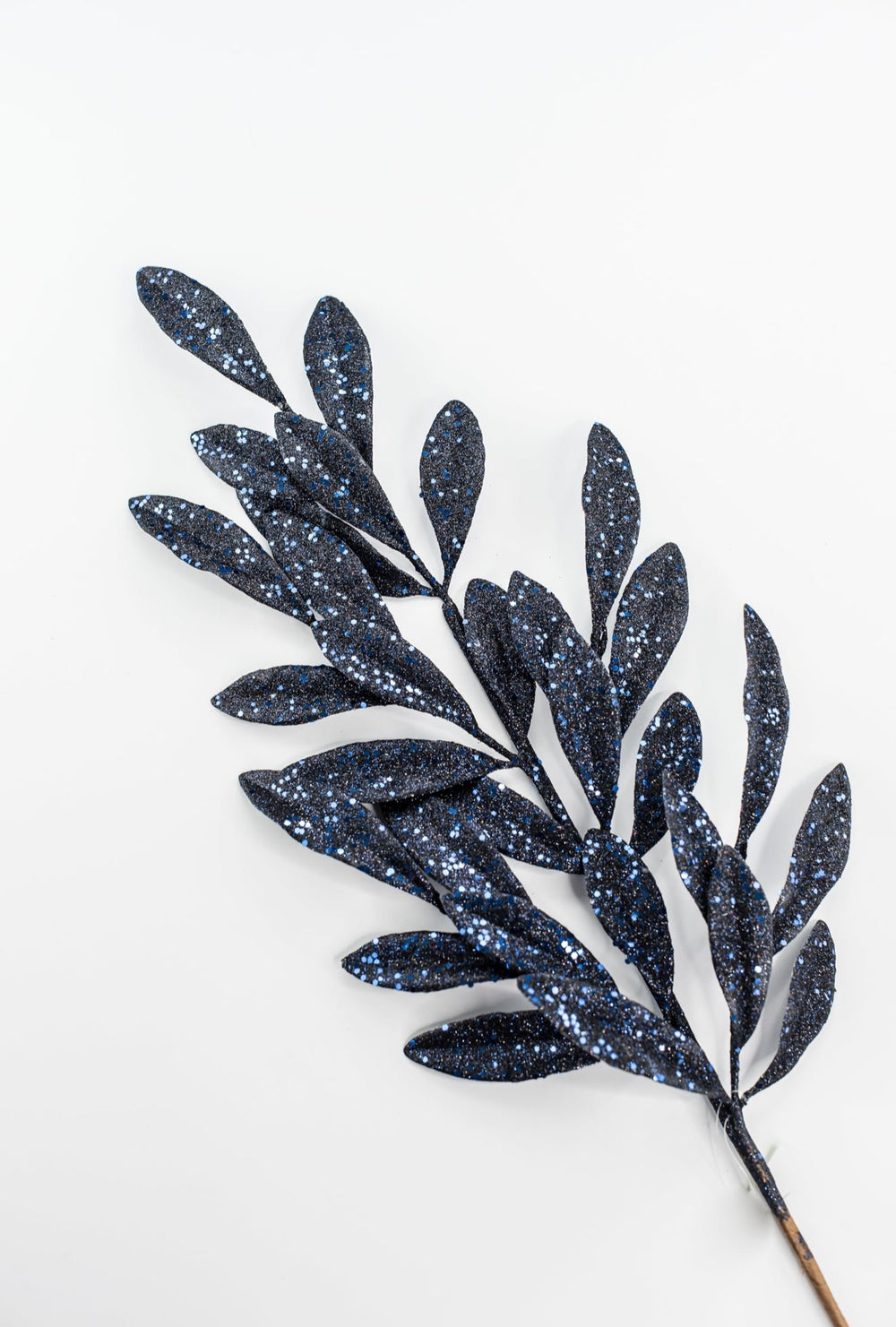 Navy Blue Glitter Laurel Leaves Spray - Greenery Market86483NVBL