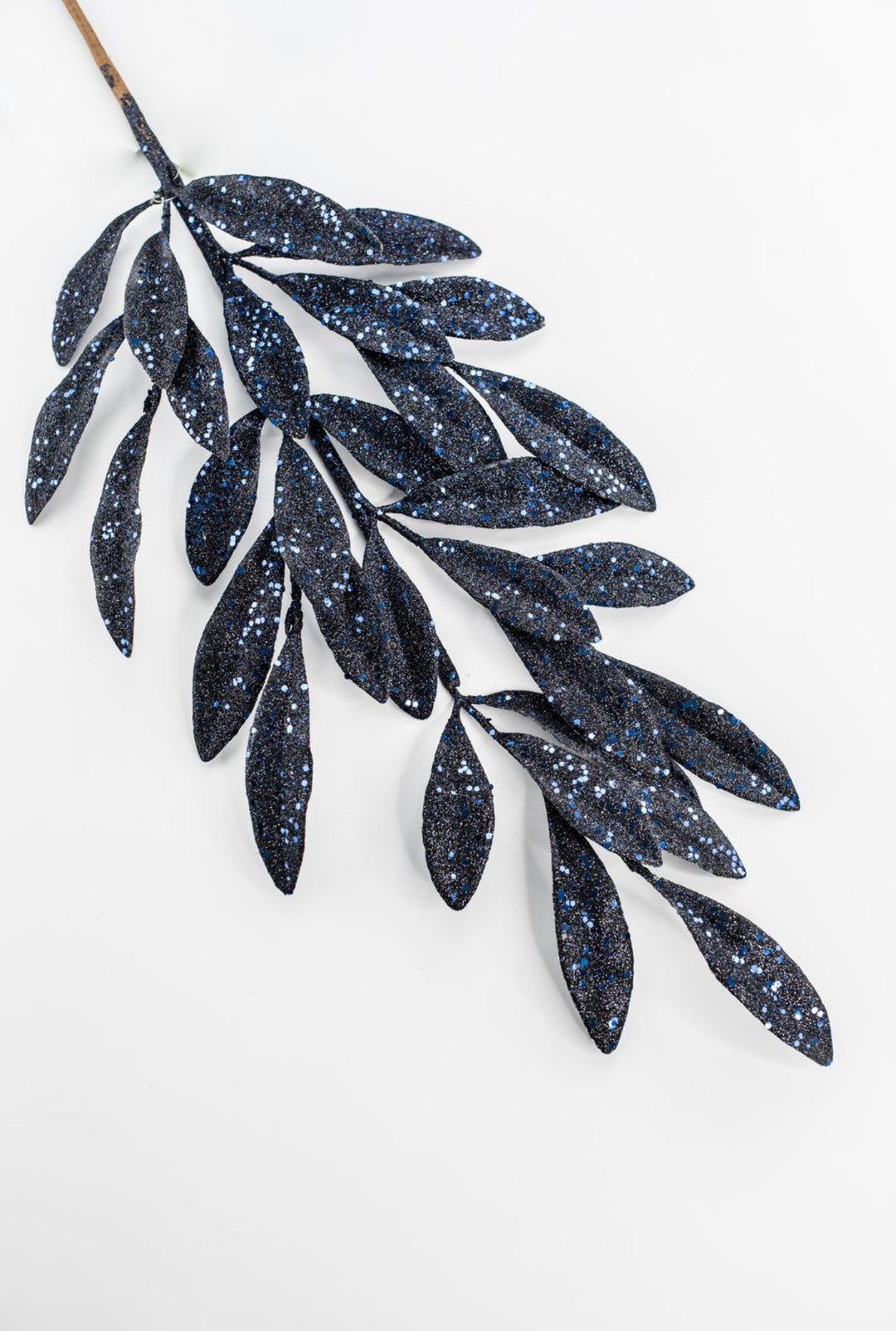 Navy Blue Glitter Laurel Leaves Spray - Greenery Market86483NVBL