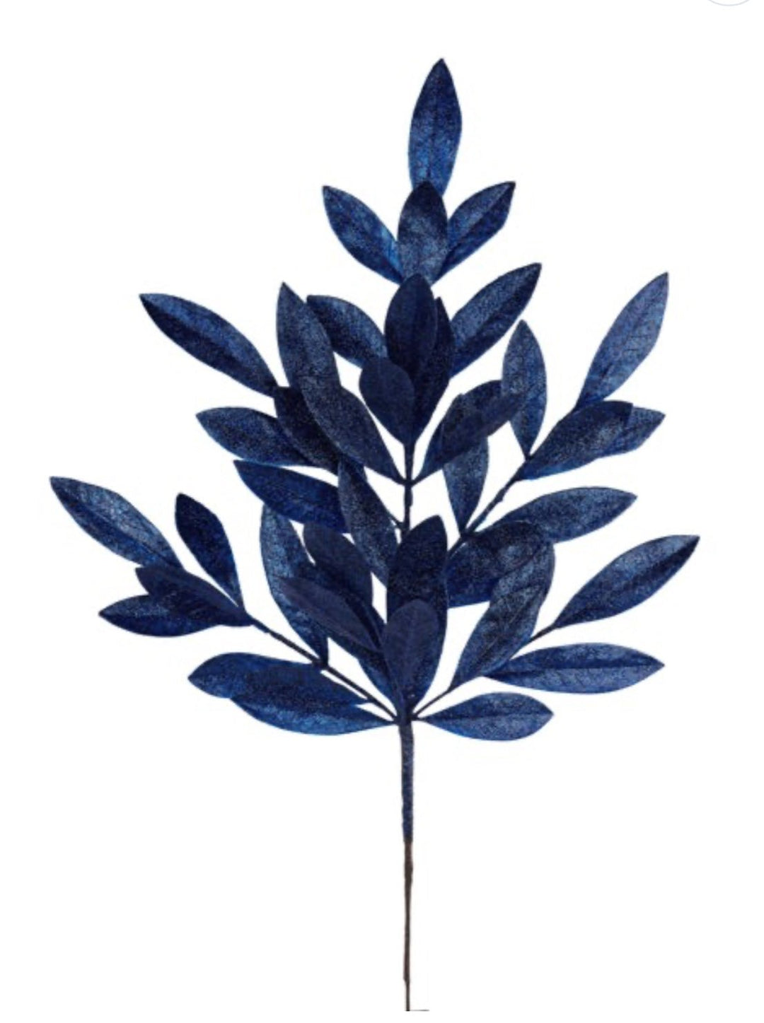 Navy blue glittered bay leaf spray - Greenery MarketXS237019