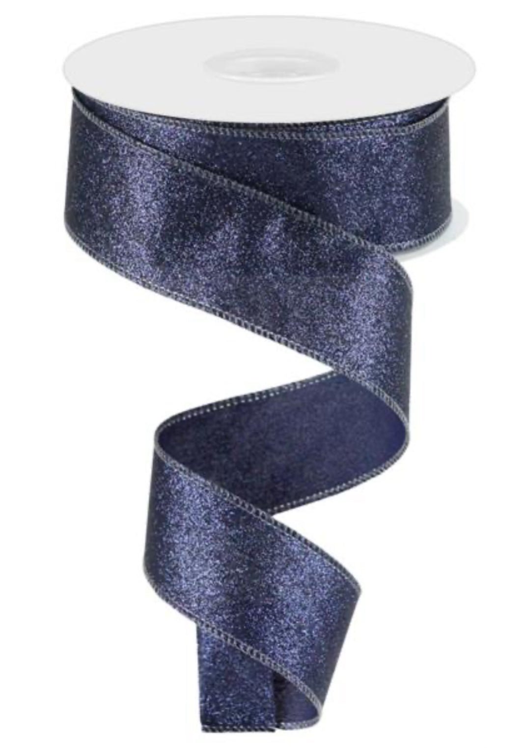 Rgc Ribbon Navy blue glittered wired ribbon 1.5” - Greenery Market