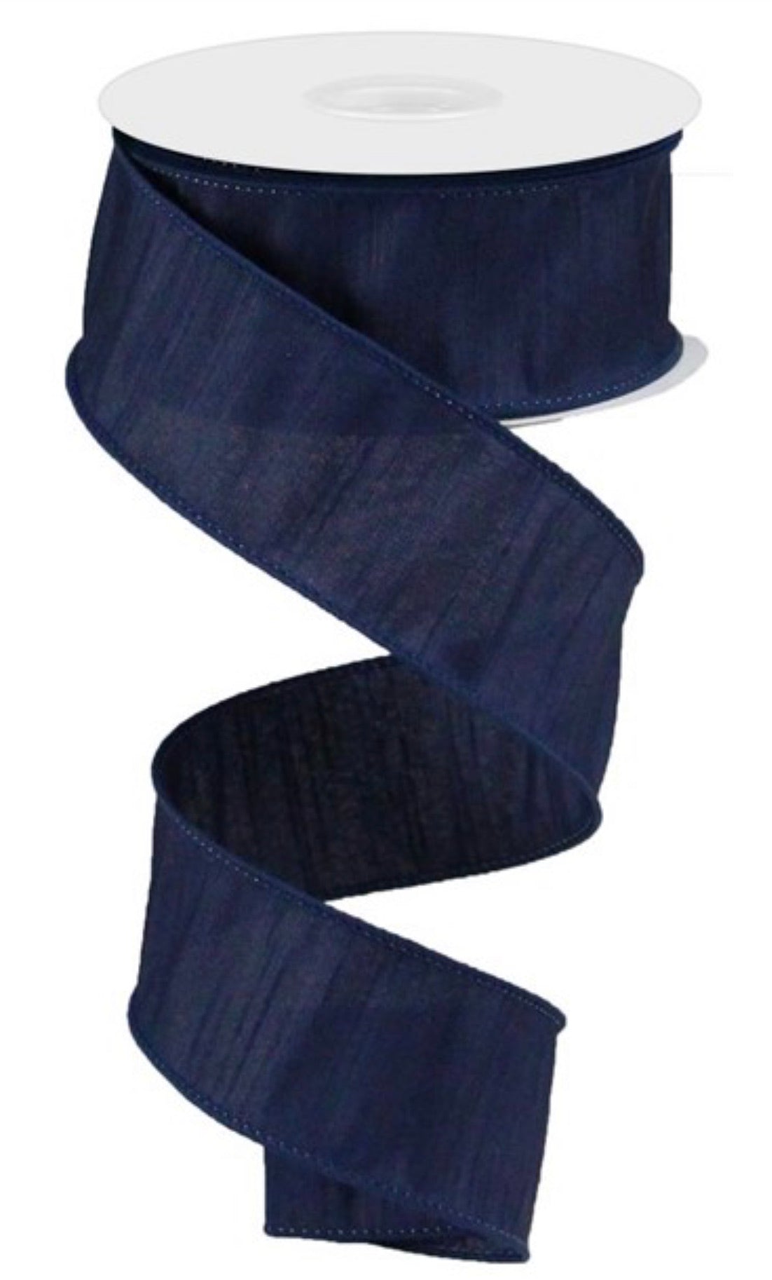 Navy blue solid wired faux dupioni 1.5” - Greenery MarketWired ribbonRD110119