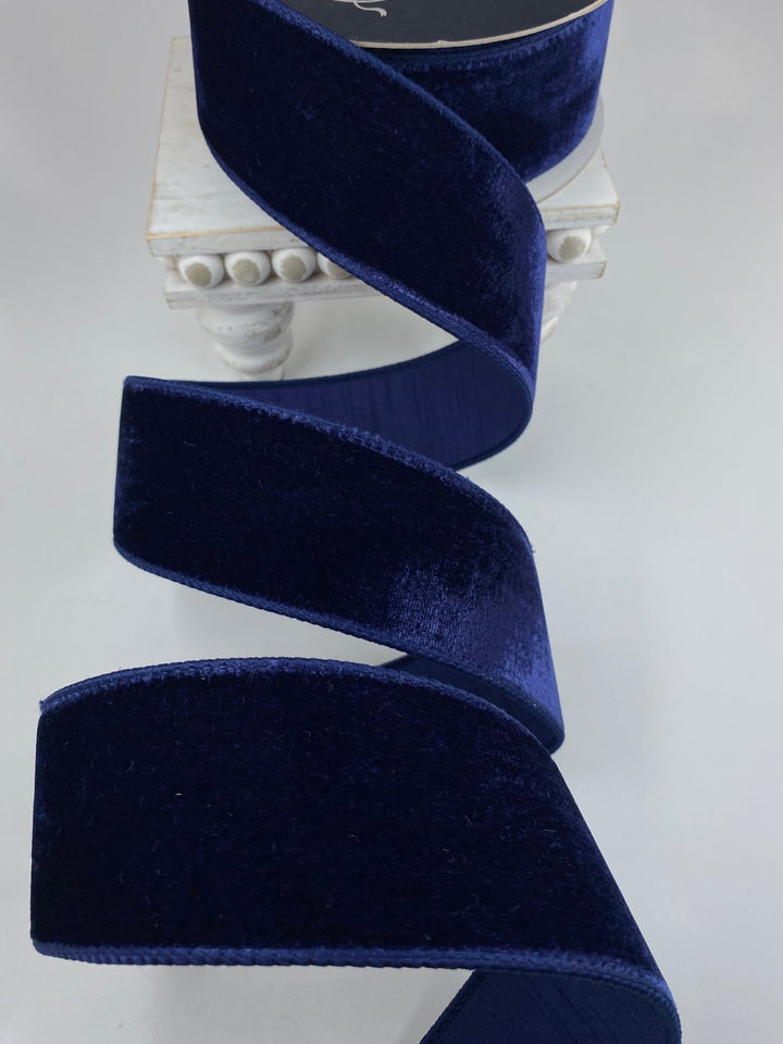 Navy Blue Velvet Farrisilk Wired Ribbon - 2.5" - Greenery MarketRibbons & TrimRG803 - 21