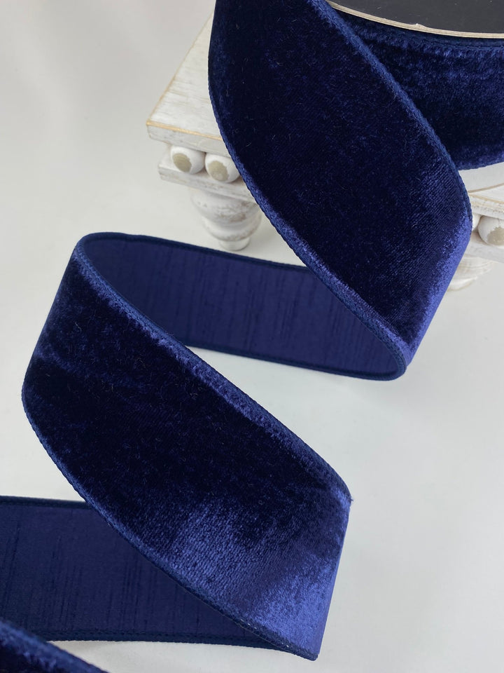Navy Blue Velvet Farrisilk Wired Ribbon - 2.5" - Greenery MarketRibbons & TrimRG803 - 21