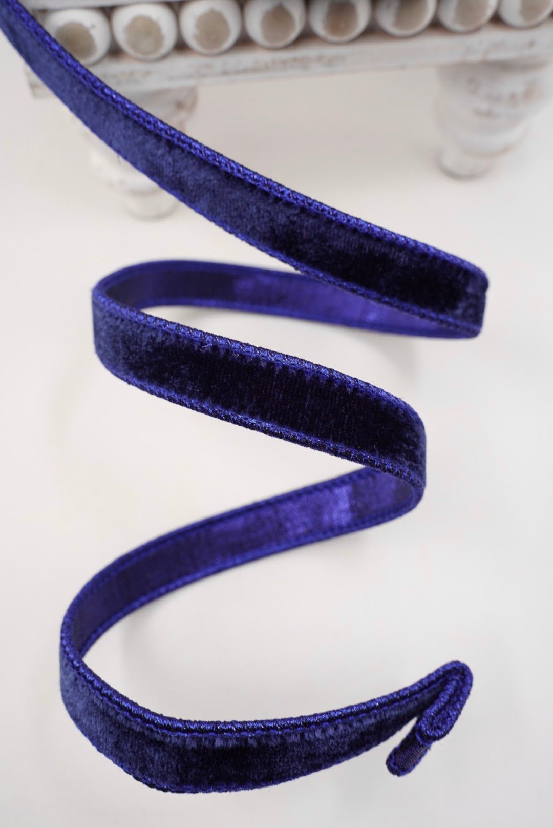 Navy Blue Velvet Luster Farrisilk Wired Ribbon - .75" - Greenery MarketRV000-21