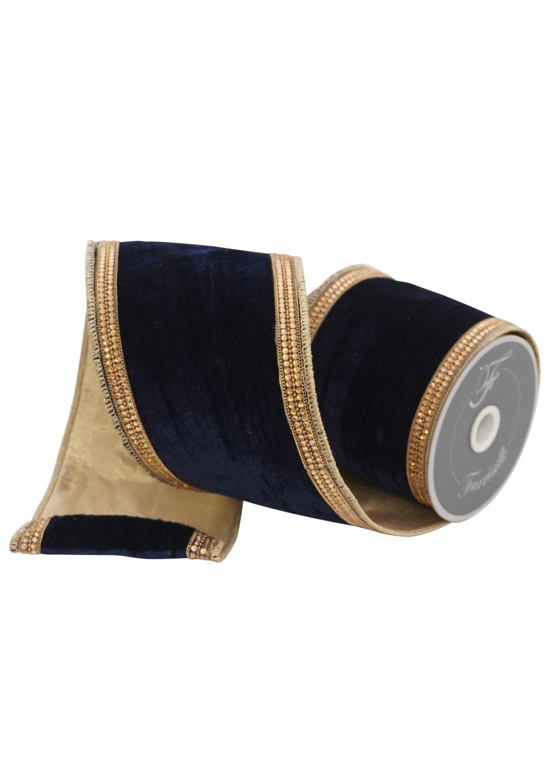 Navy Distressed Diamonds Farrisilk Wired Ribbon - 4" - Greenery MarketRC179 - 25