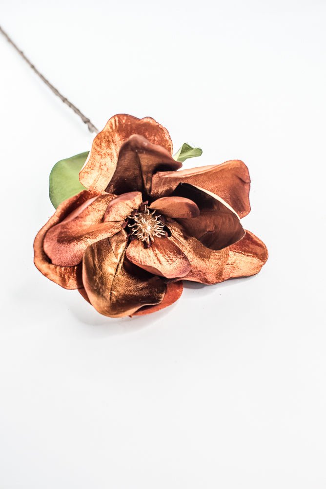 Nutmeg Glamour Velvet Magnolia Spray - 29" - Greenery MarketXF662NUT