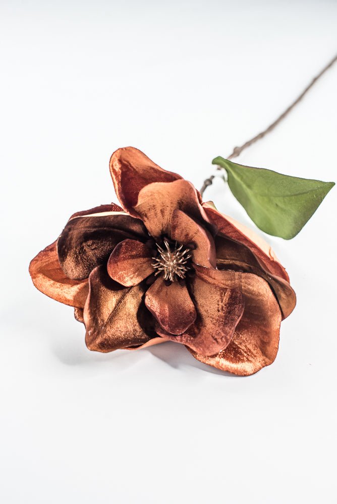 Nutmeg Glamour Velvet Magnolia Spray - 29" - Greenery MarketXF662NUT