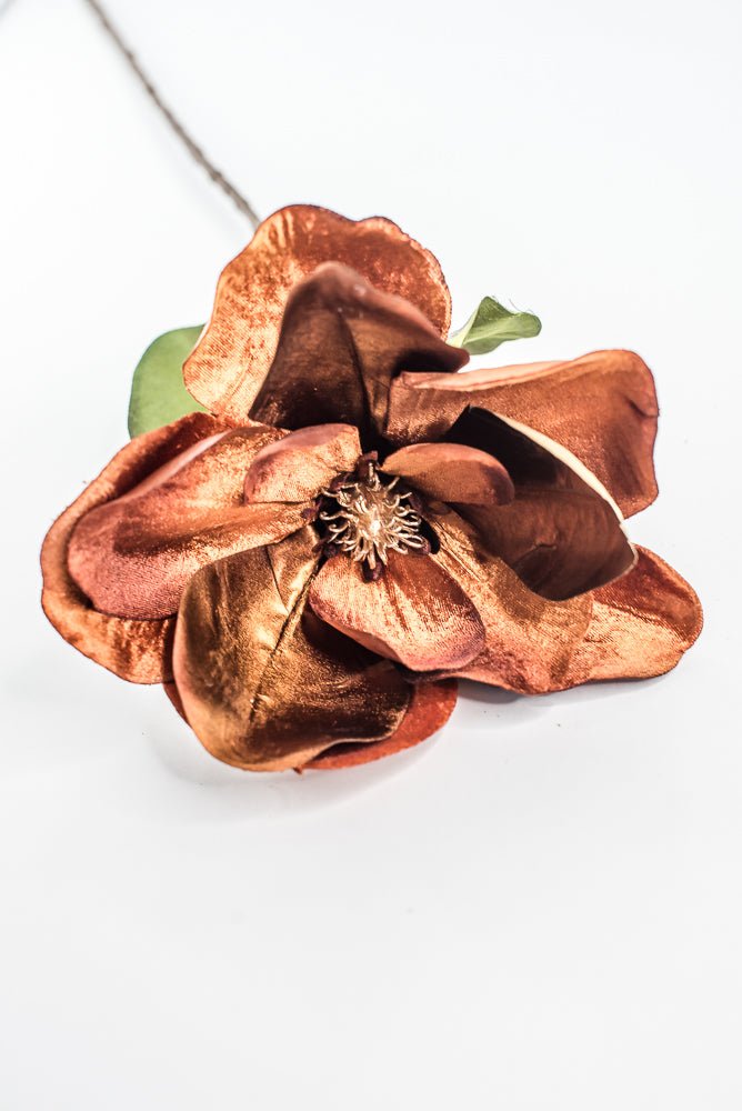 Nutmeg Glamour Velvet Magnolia Spray - 29" - Greenery MarketXF662NUT